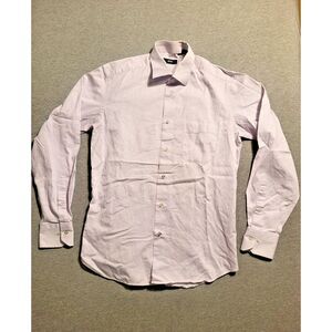 Hugo Boss Shirt Mens Size 34/35 15 Long Sleeve Button Up Pink Pinstripe‎ Ribbed